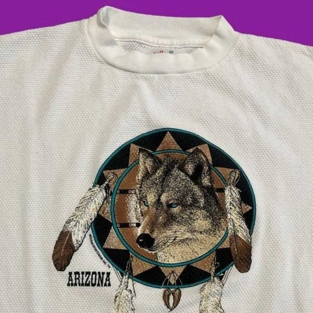 Vintage 90s Arizona Dreamcatcher Wolf Tee - image 3