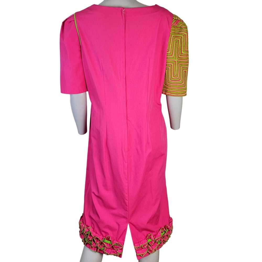 Vintage Vintage 80s Colorful Midi Dress Women 12 … - image 2