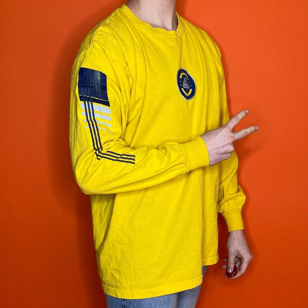 Vintage Yellow Adidas Center Logo Long Sleeve Shi… - image 2