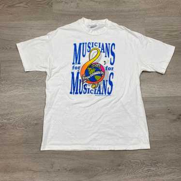 Vintage 1989 Musicians for Musicians T shirt Singl