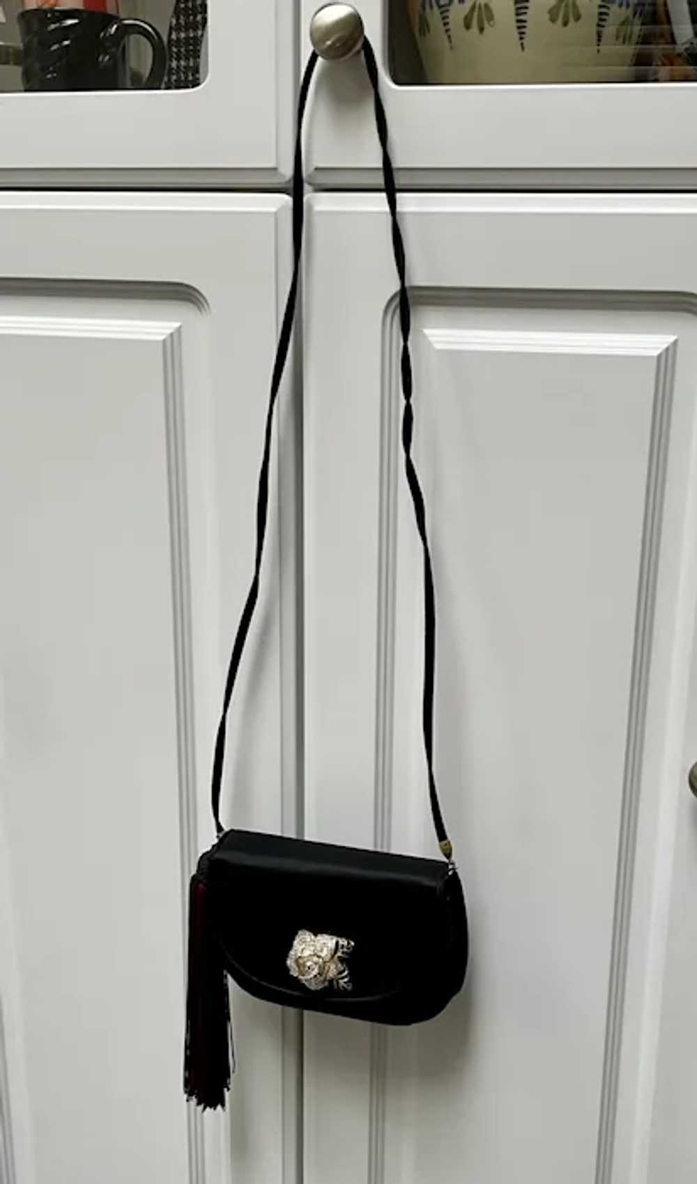 Vintage Judith Leiber Black Silk Purse with Large… - image 12