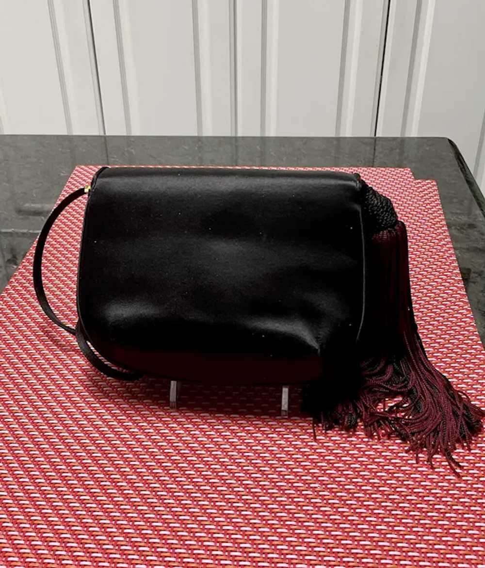 Vintage Judith Leiber Black Silk Purse with Large… - image 3