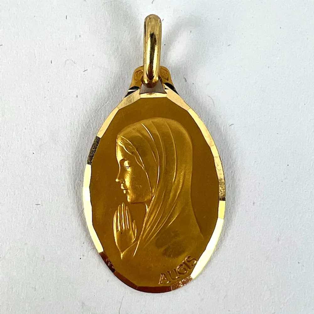 French Augis Virgin Mary 18K Yellow Gold Medal Pe… - image 11