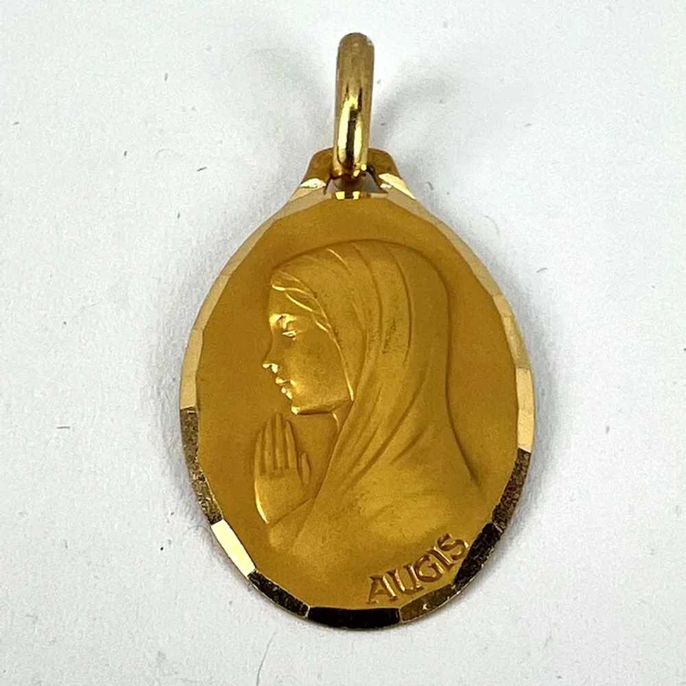 French Augis Virgin Mary 18K Yellow Gold Medal Pe… - image 12