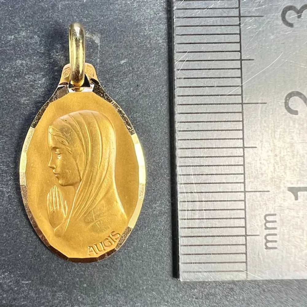 French Augis Virgin Mary 18K Yellow Gold Medal Pe… - image 9