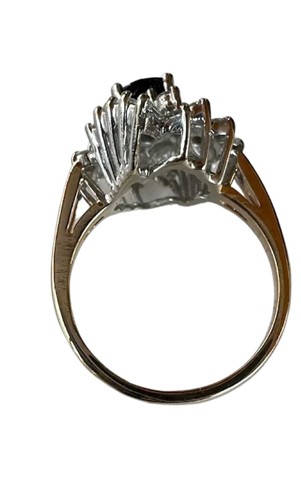 14K Two-Tone Diamond & Sapphire Cocktail Ring - image 10