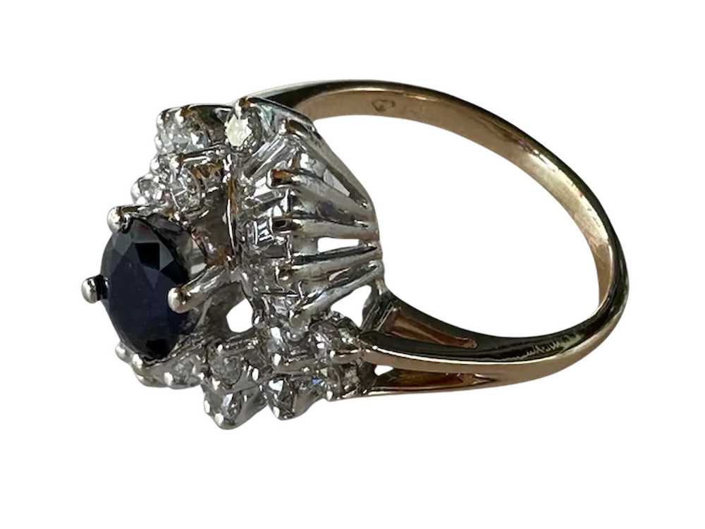 14K Two-Tone Diamond & Sapphire Cocktail Ring - image 2