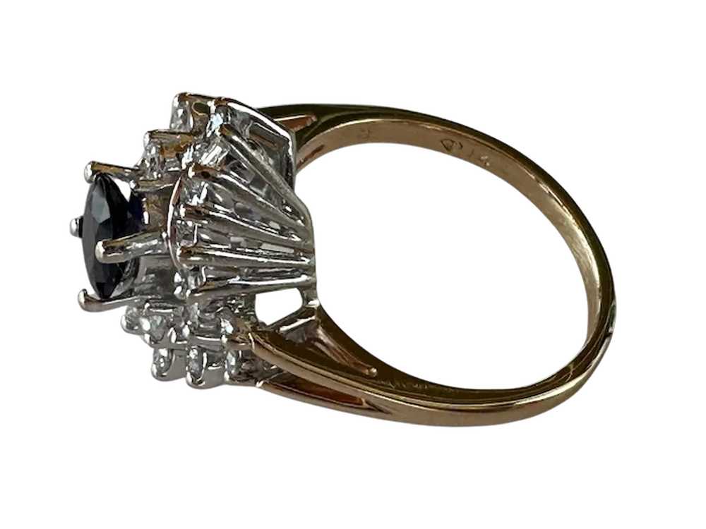 14K Two-Tone Diamond & Sapphire Cocktail Ring - image 3