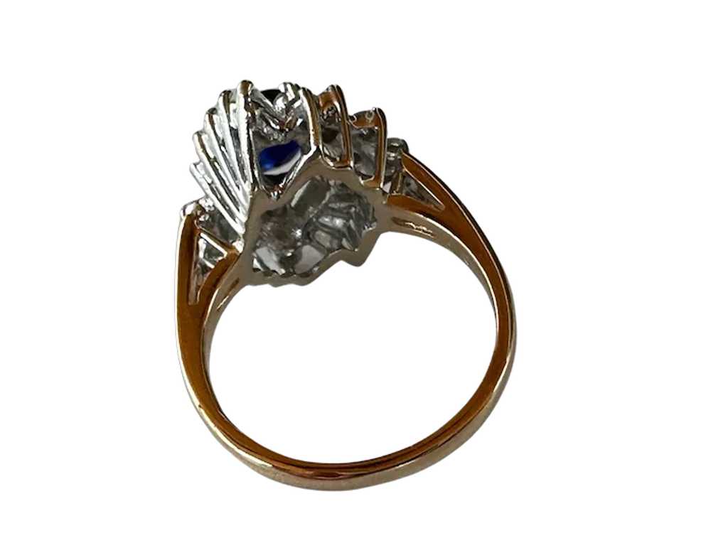14K Two-Tone Diamond & Sapphire Cocktail Ring - image 4