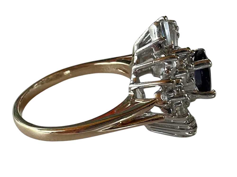 14K Two-Tone Diamond & Sapphire Cocktail Ring - image 5