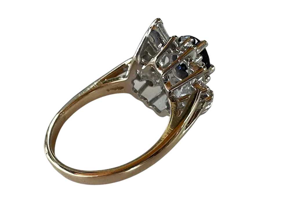 14K Two-Tone Diamond & Sapphire Cocktail Ring - image 6