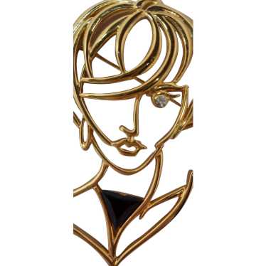 Vintage JJ 1988 Gold Tone Pin Lady Short Hair New… - image 1