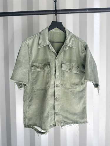 Military × Vintage Thrashed Faded Military Shirt G