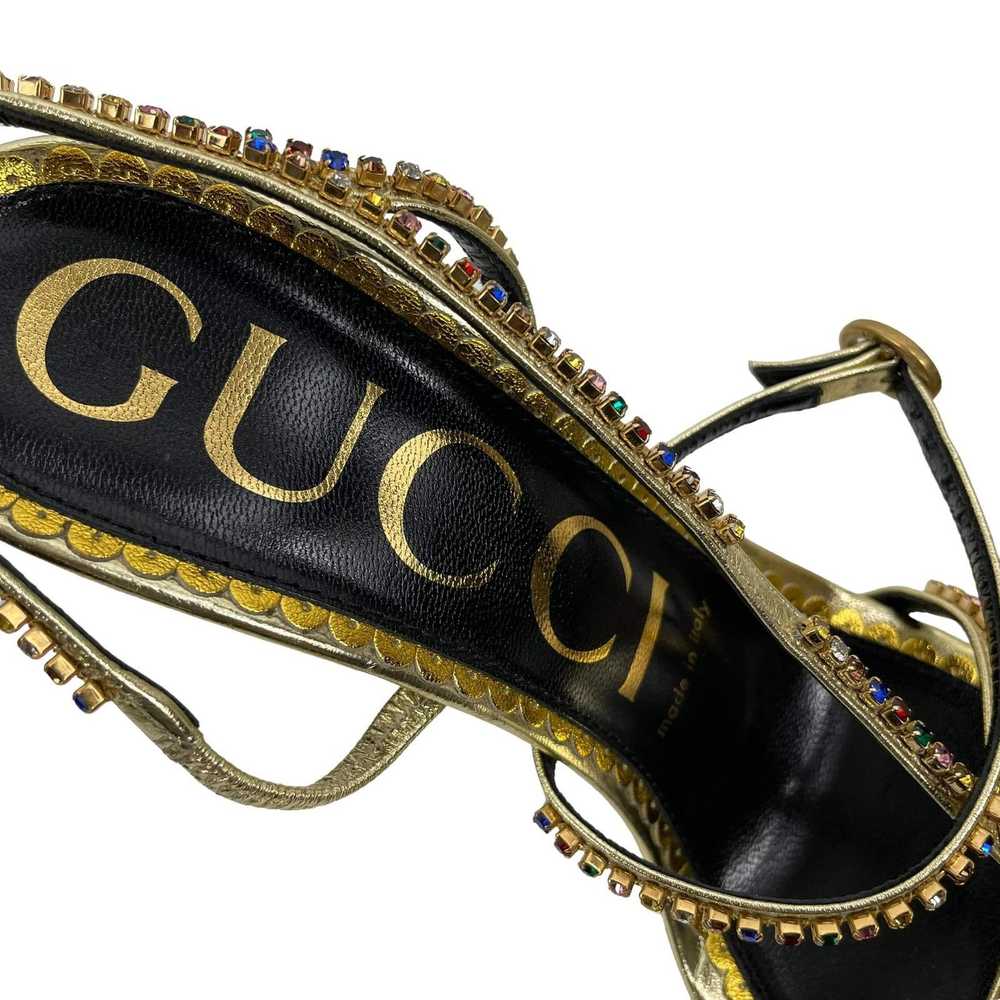 Gucci Gucci Metallic Calfskin Leather Carmen Sand… - image 10