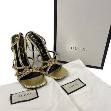 Gucci Gucci Metallic Calfskin Leather Carmen Sand… - image 1