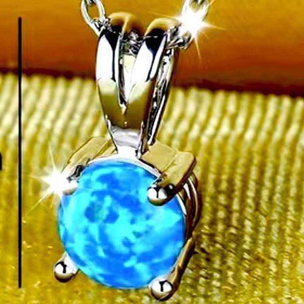 Sterling Silver AYM Lovely Round Blue Opal & Ster… - image 3