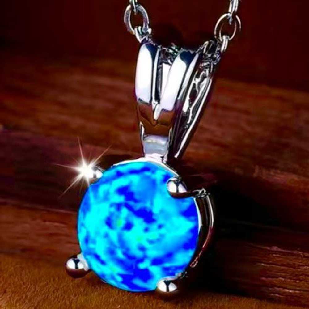 Sterling Silver AYM Lovely Round Blue Opal & Ster… - image 4
