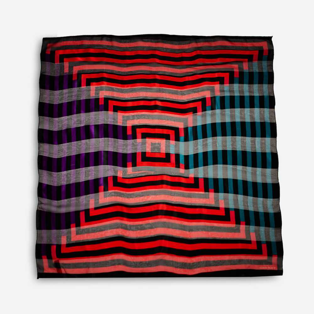 1980s Ellen Tracy Silk Scarf, Multicolor Stripes - image 2
