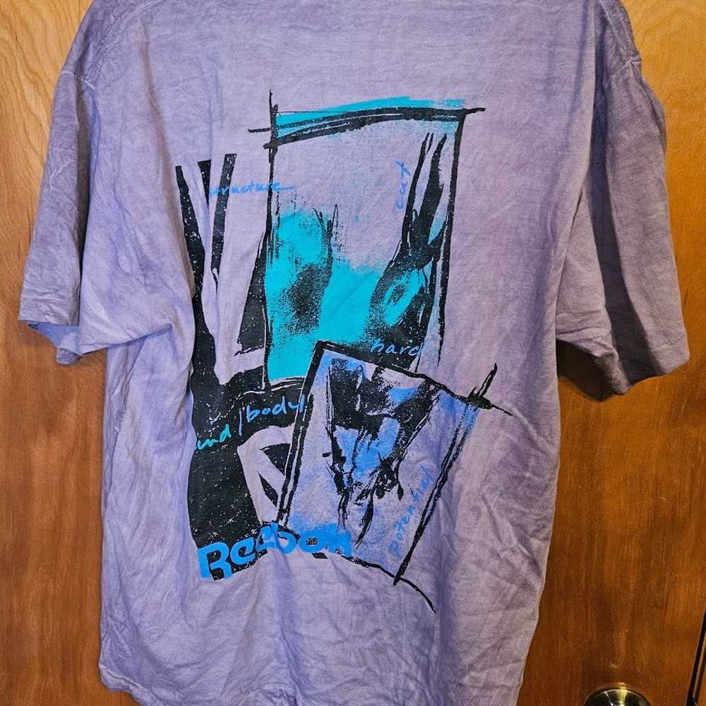 Vtg 90’s Reebok Spell Out Abstract Art Sports Men… - image 1