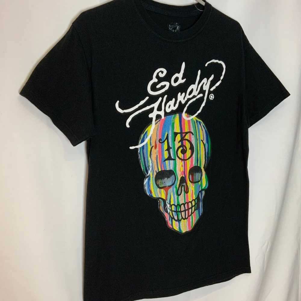 Ed Hardy black 13 skull t-shirt size medium - image 2