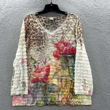 Vintage Jess And Jane Blouse Womens XL Top Floral… - image 1