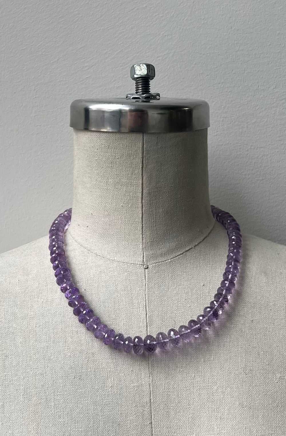 Faceted Amethyst Rondels Necklace with Sterling S… - image 1
