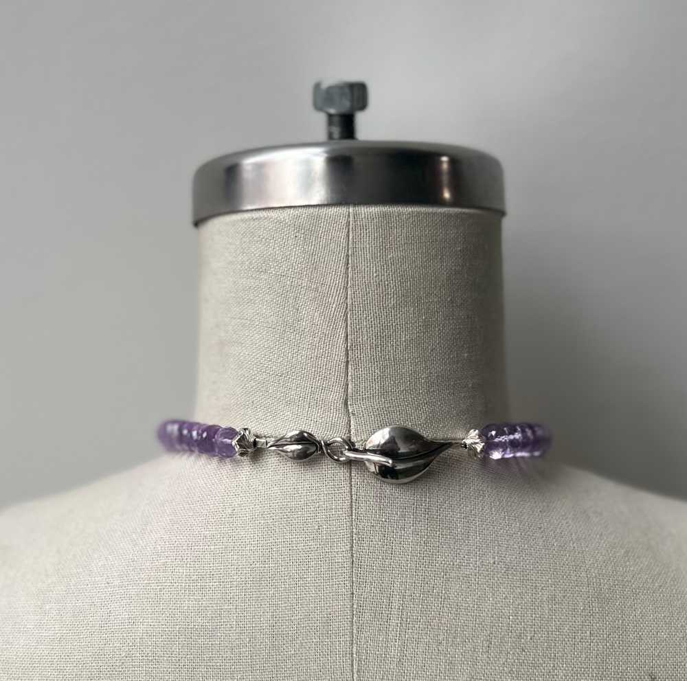 Faceted Amethyst Rondels Necklace with Sterling S… - image 2