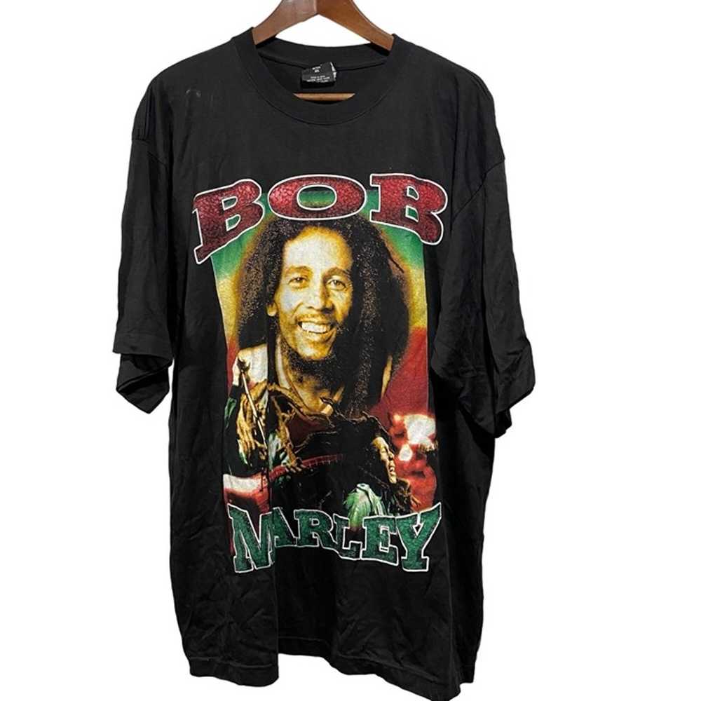 Men’s Vintage Silver Edition Black Bob Marley T-S… - image 1