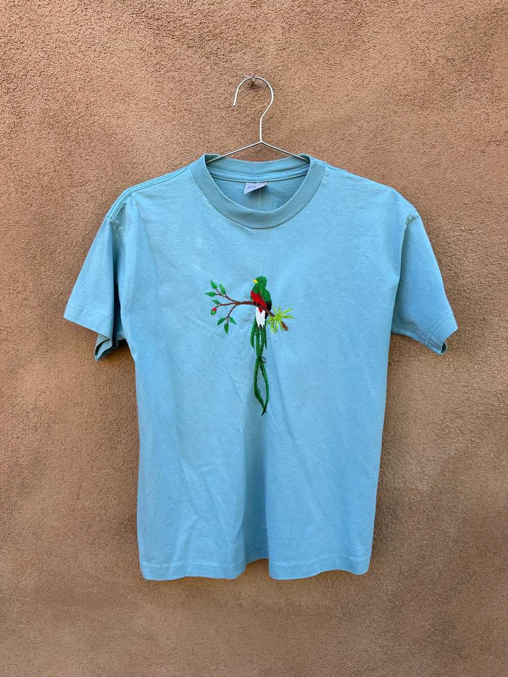 Tropical Bird Embroidered T-shirt - image 1