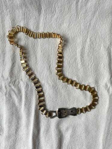 1980s gold chain belt / 80s gold link belt
