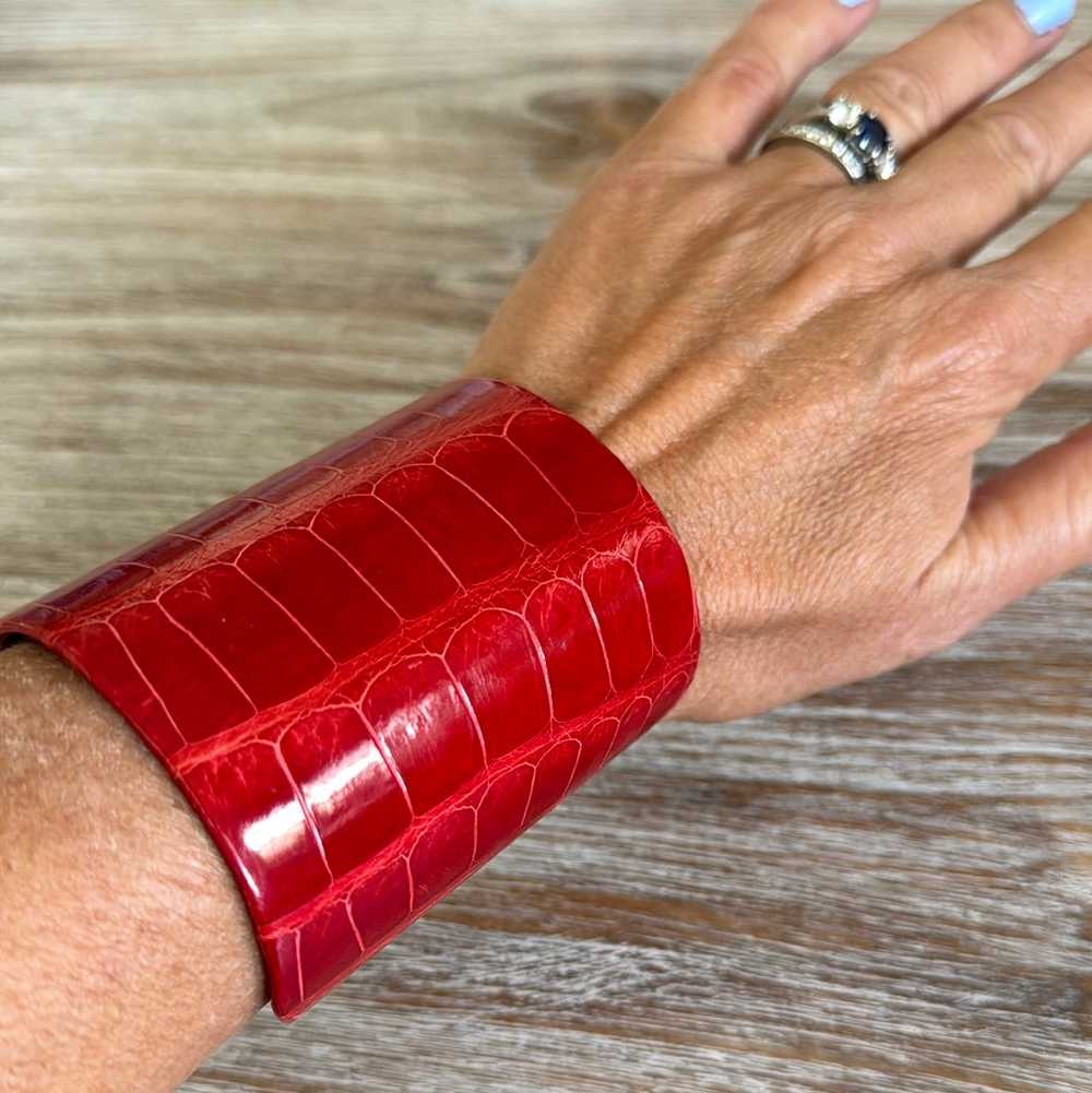 Plato Alligator Glazed Red Bracelet Cuff - image 3