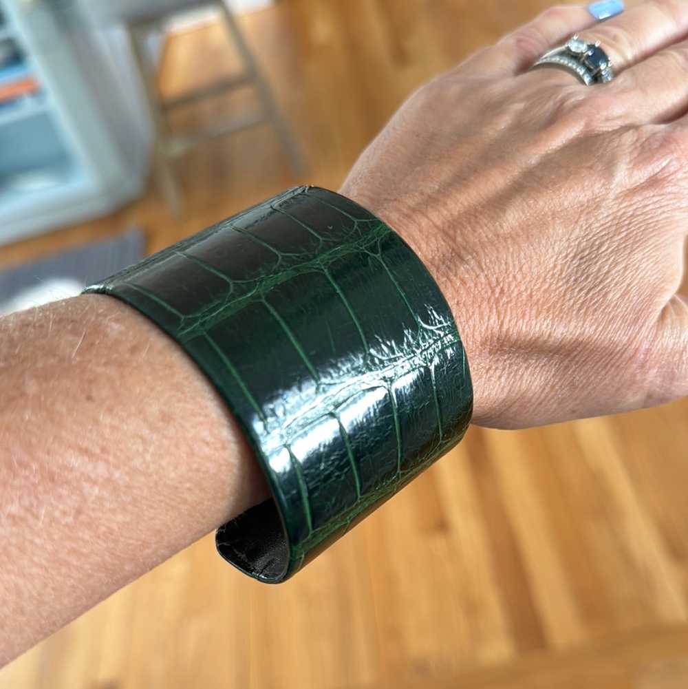 Plato Alligator Glazed Green Bracelet Cuff - image 2