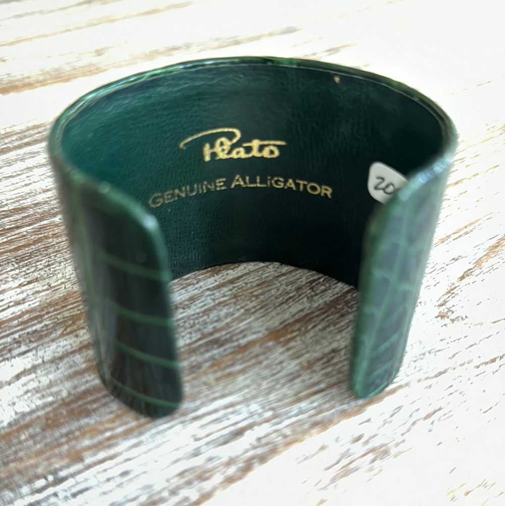 Plato Alligator Glazed Green Bracelet Cuff - image 3