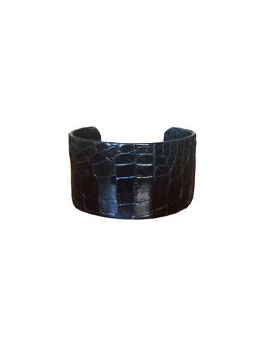 Plato Alligator Glazed Black Bracelet Cuff