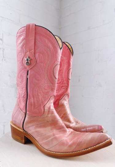 pink leather cowboy boots