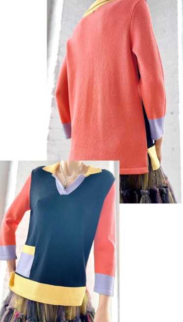 knit color block polo