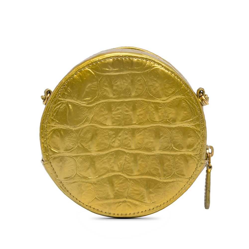 Product Details Chanel Gold Coco Croc Round Cross… - image 3