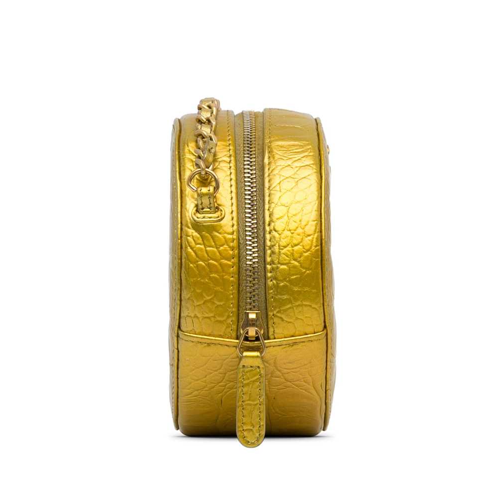 Product Details Chanel Gold Coco Croc Round Cross… - image 4