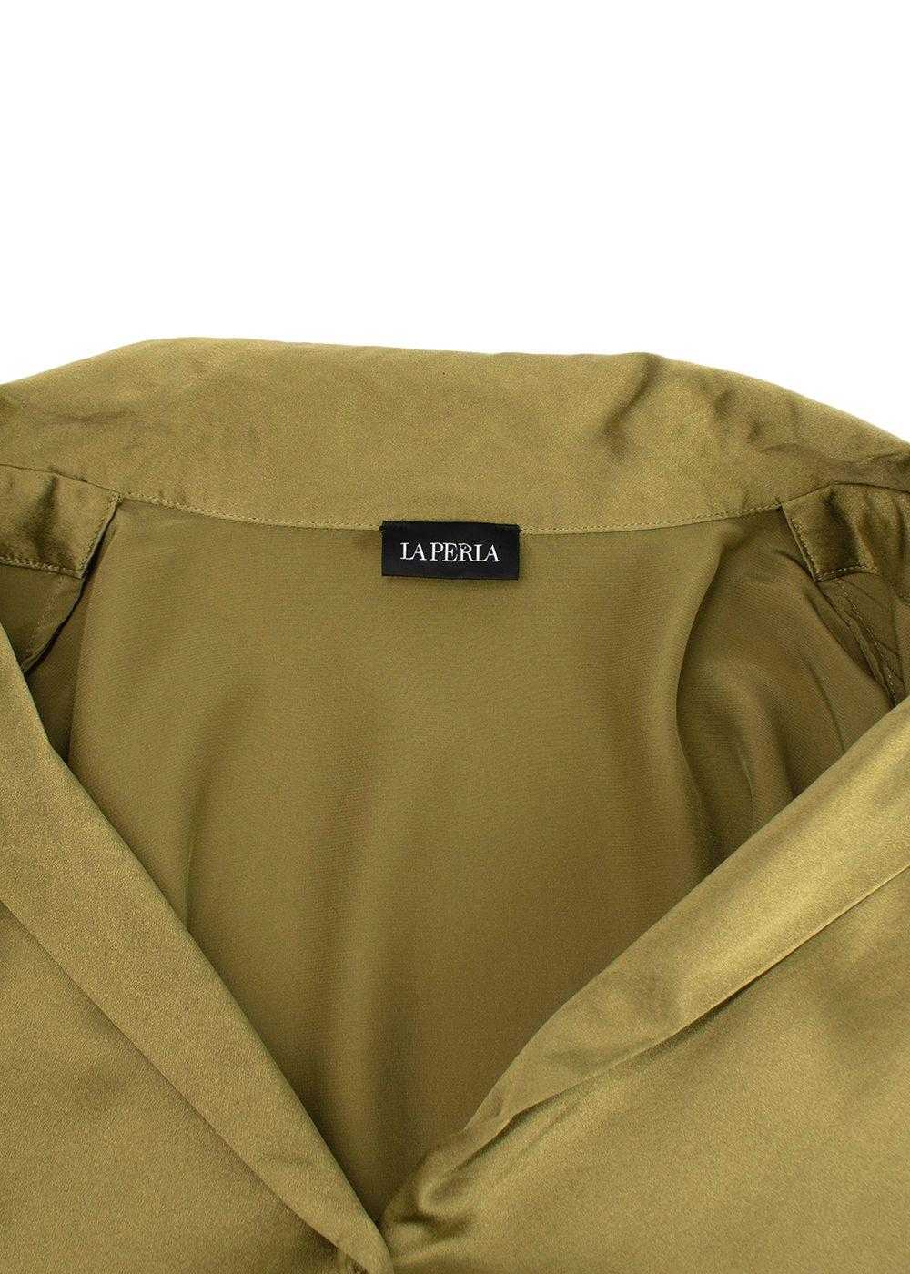 Managed by hewi La Perla Olive Green Silk Long Py… - image 8