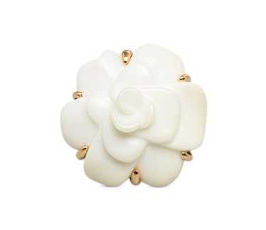 Product Details Chanel 18K Gold Agate Camelia Flo… - image 1