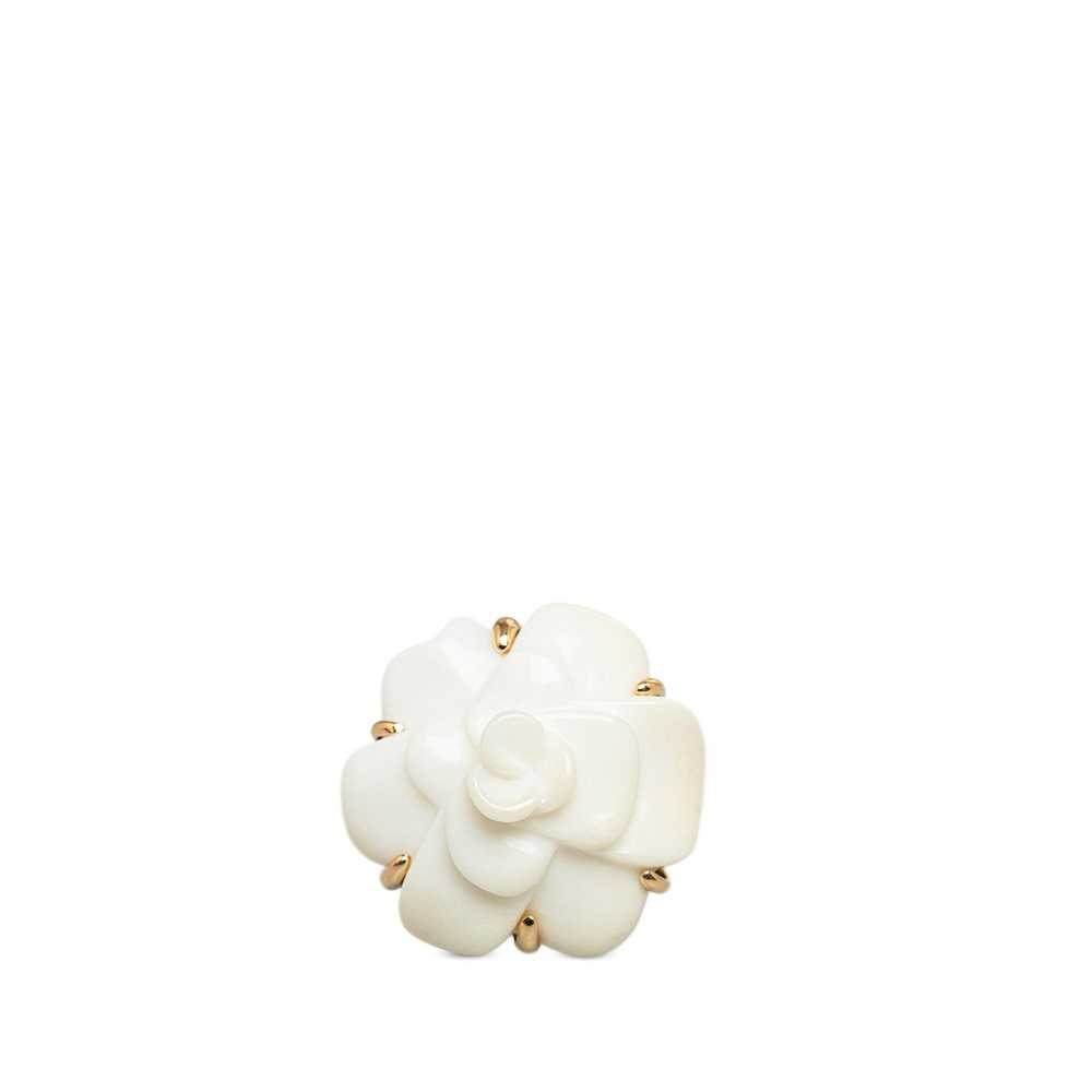 Product Details Chanel 18K Gold Agate Camelia Flo… - image 2