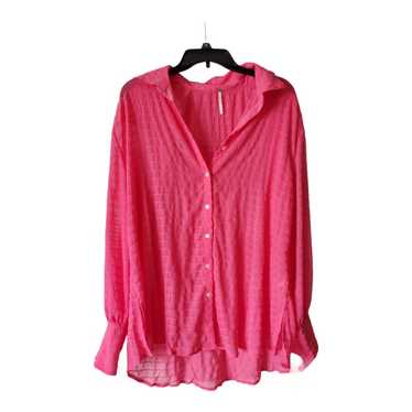 Free People sheer oversize pink blouse