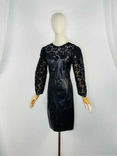 1980s Brazilian leather and lace dress