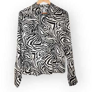 Vintage Robbie Bee Zebra Print Silk Button Down S… - image 1