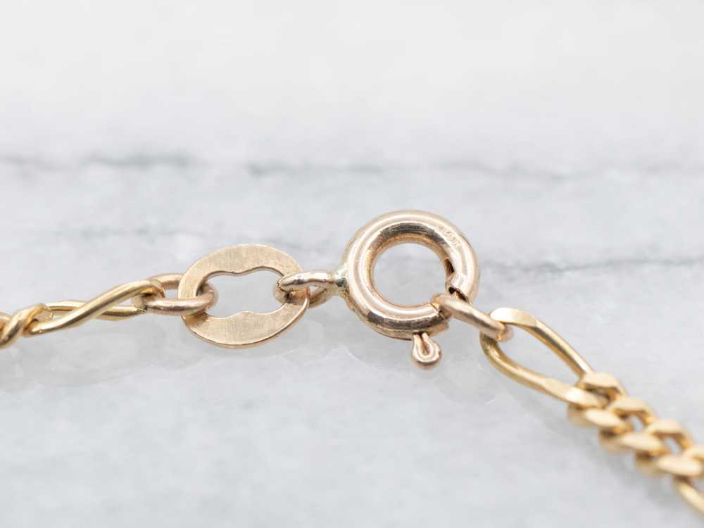 Yellow Gold Figaro Chain Bracelet with Spring Rin… - image 2