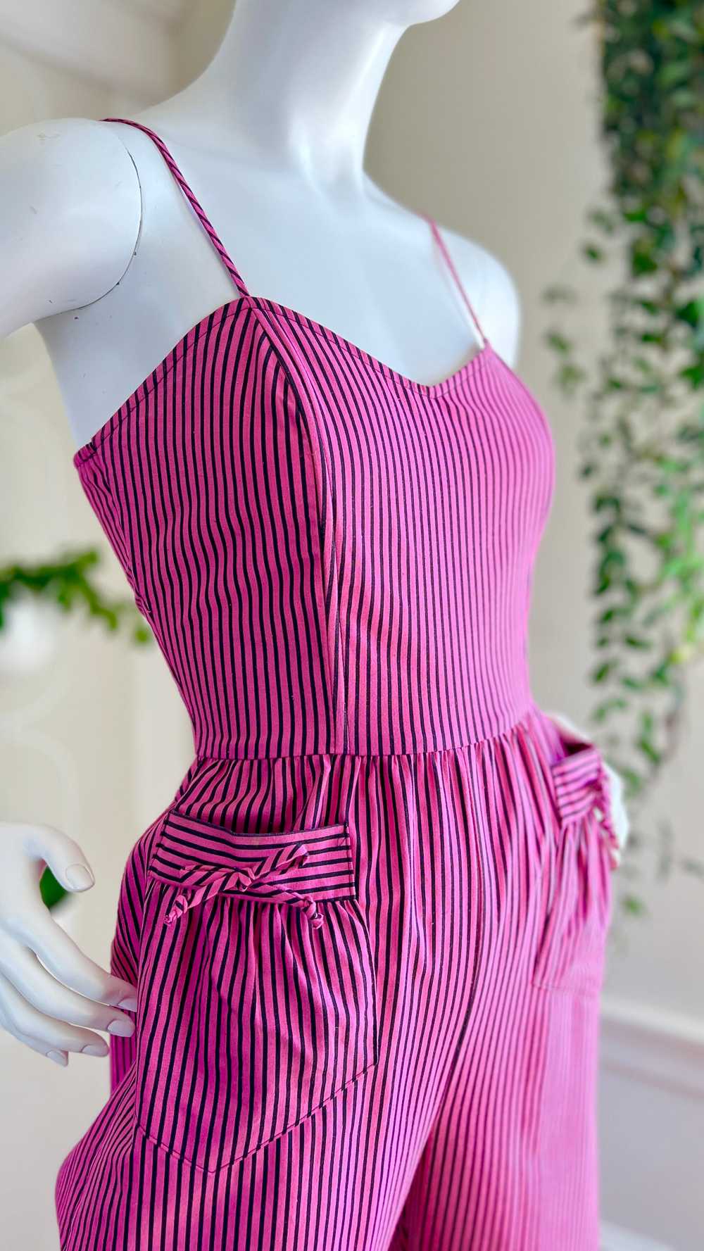 1970s Striped Sweetheart Jumpsuit | x-small/small - image 2