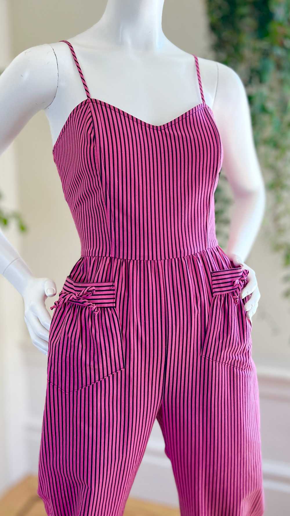 1970s Striped Sweetheart Jumpsuit | x-small/small - image 7