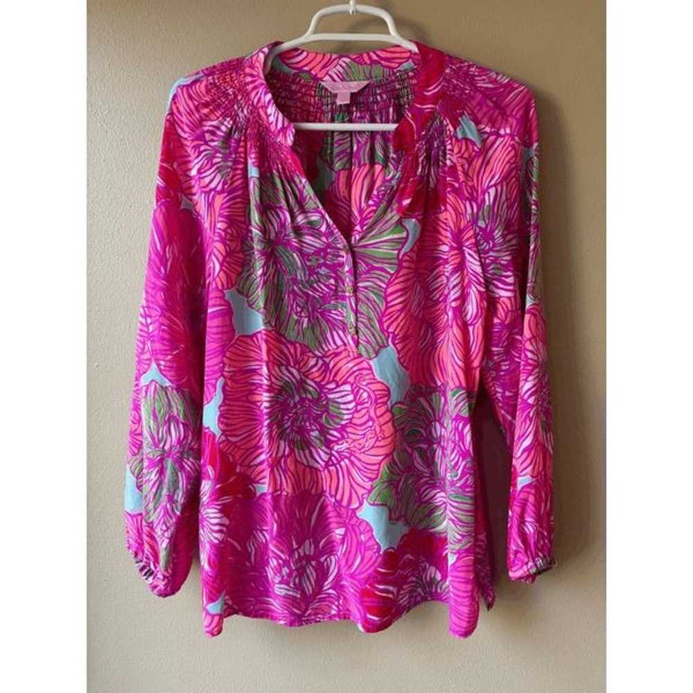 Lilly Pulitzer Elsa Silk Top in Worth It Women's … - image 1
