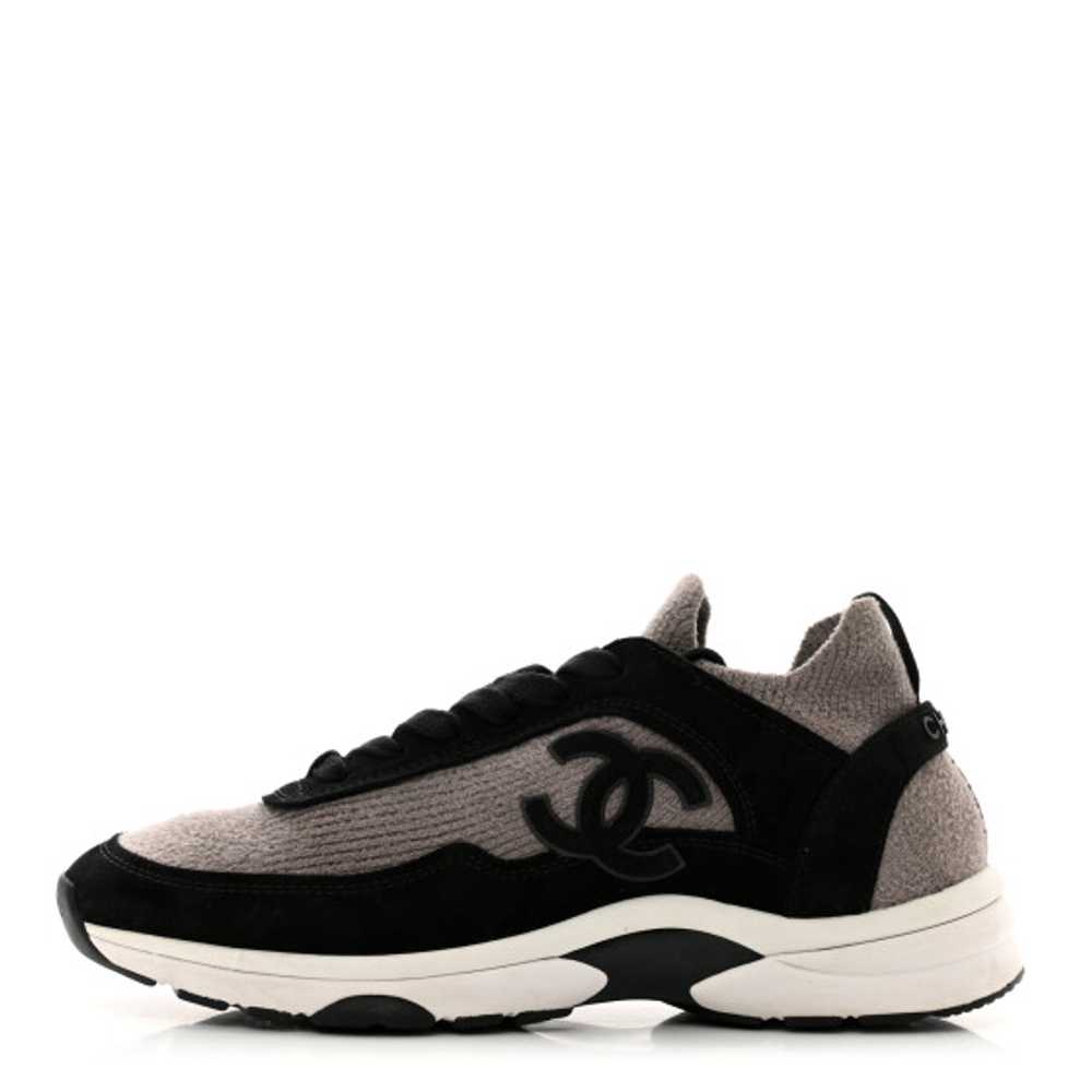 CHANEL Fabric Suede Calfskin CC Sneakers 40 Grey … - image 1