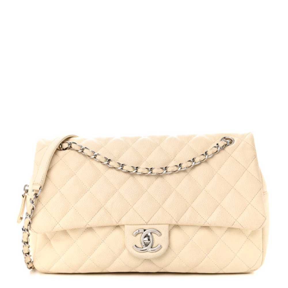 CHANEL Caviar Quilted Jumbo Easy Flap Beige - image 1